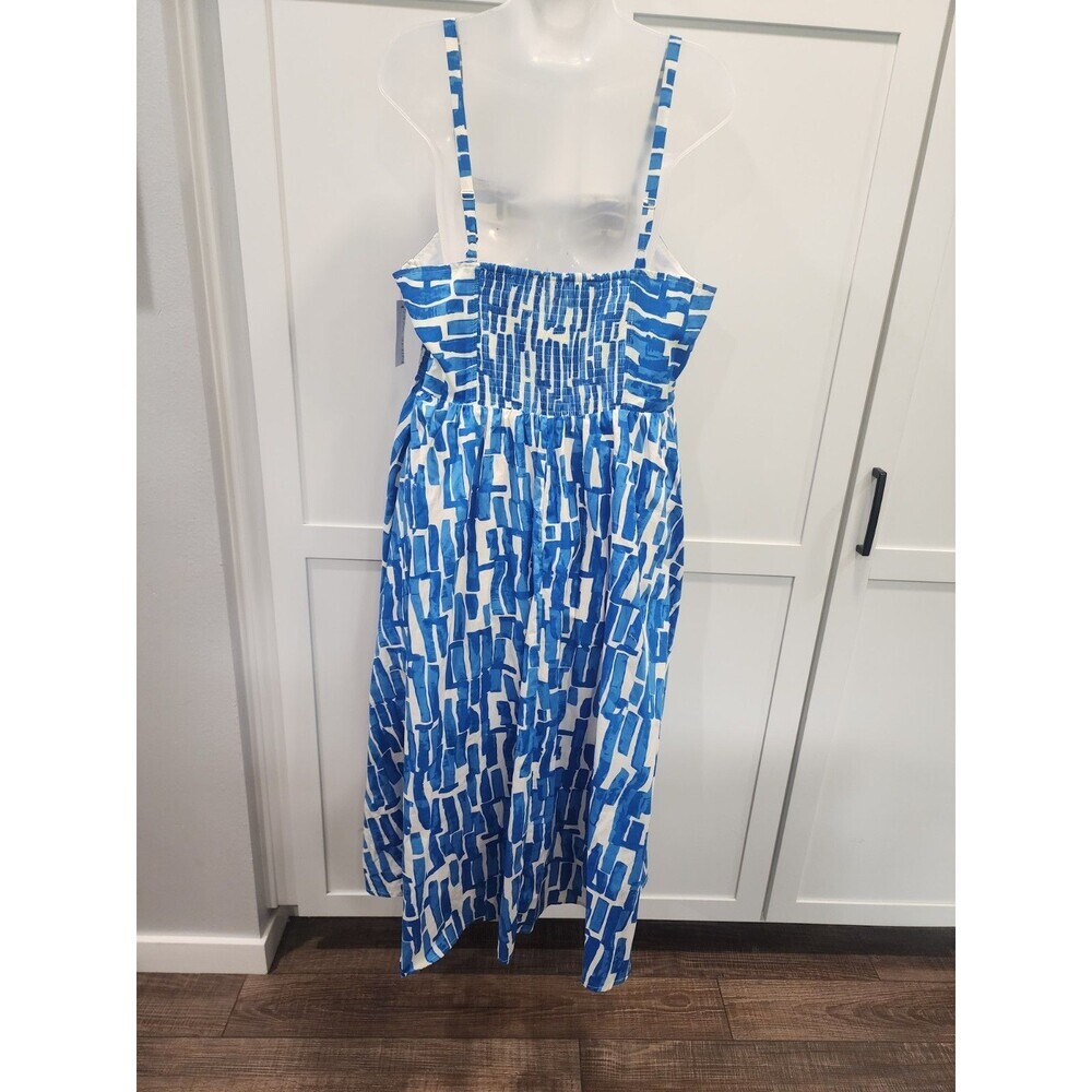 NEW Nine West Square Neck A-Line Blue White Patterned Women's Dress Size XL - Picture 3 of 6